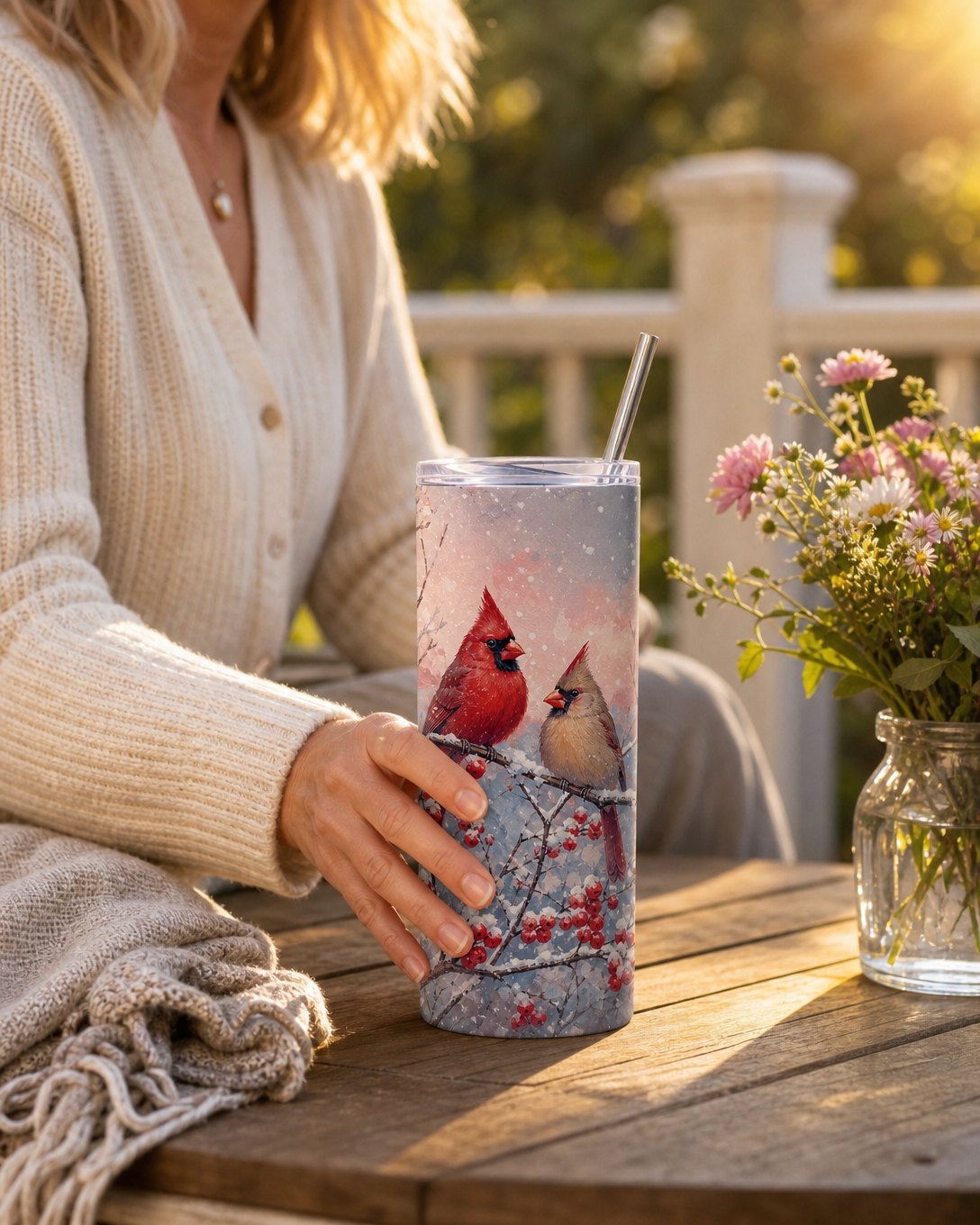 Winterberry Cardinals Tumbler, image 5