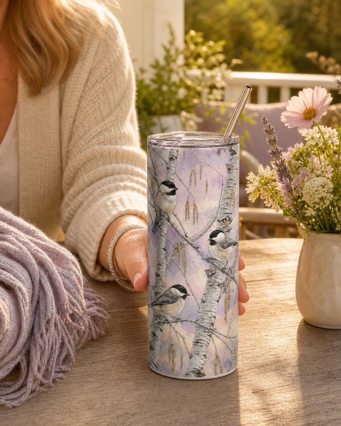 Birch Chickadees Tumbler, image 5