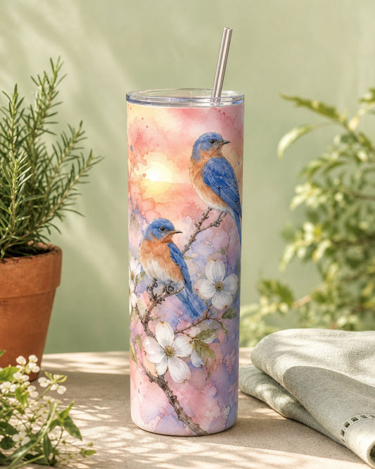 Dogwood Bluebirds Tumbler, image 1