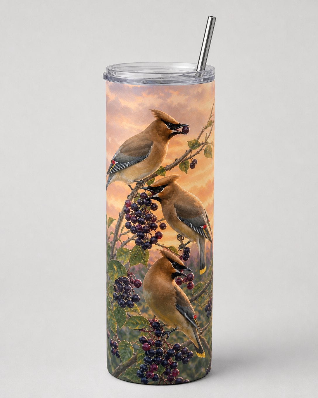 Serviceberry Waxwings Tumbler, image 2