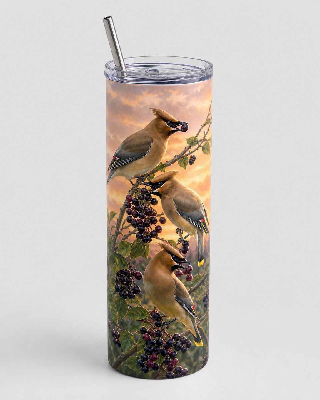Serviceberry Waxwings Tumbler, image 3
