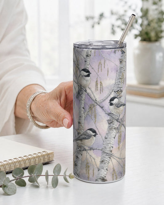 Birch Chickadees Tumbler, image 1