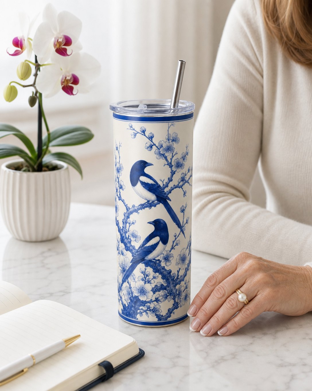 Porcelain Magpies Tumbler, image 5