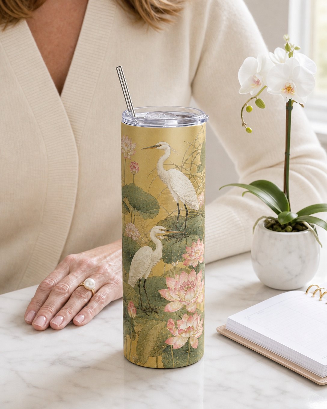 Gilded Egrets Tumbler, image 5