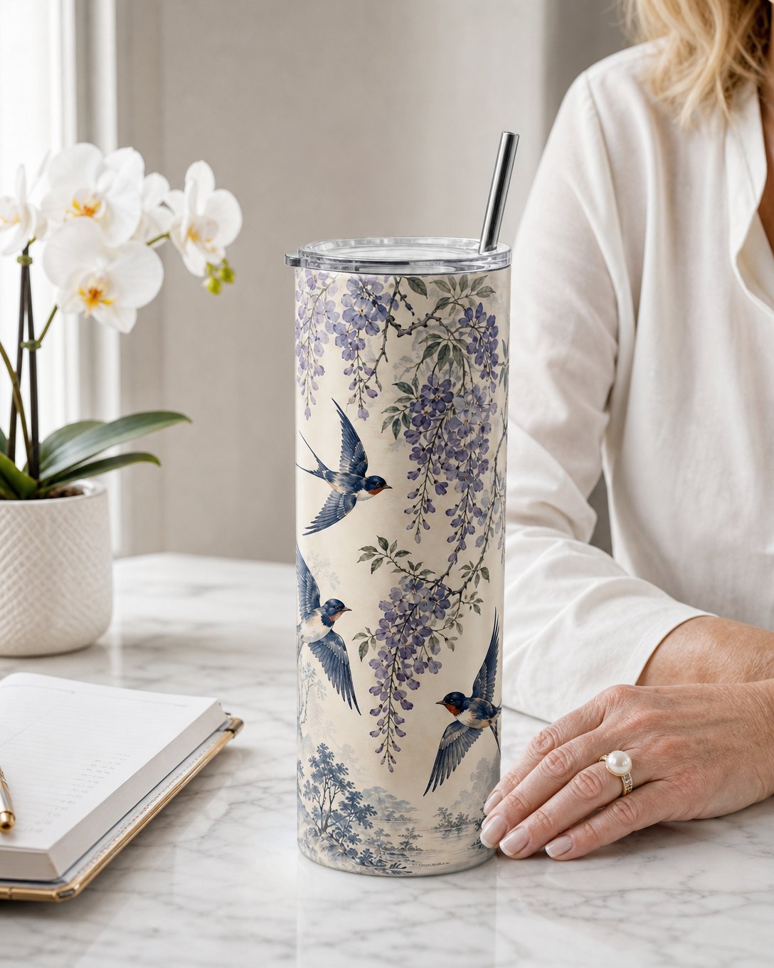 Wisteria Swallows Tumbler, image 5