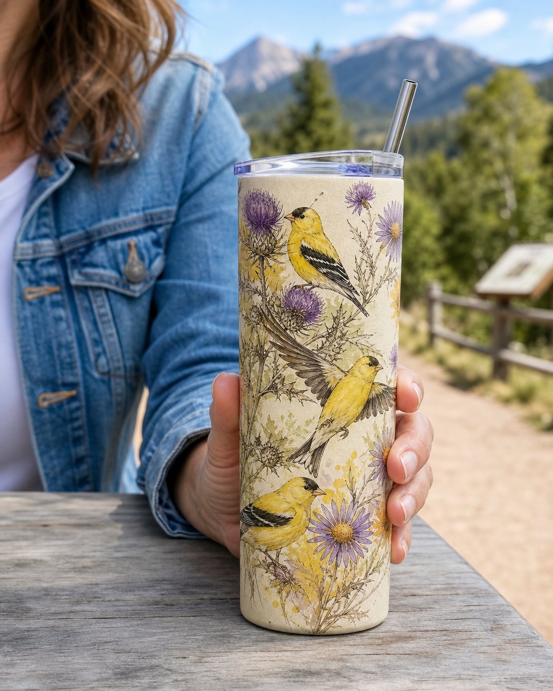 Thistle Goldfinches Tumbler, image 1